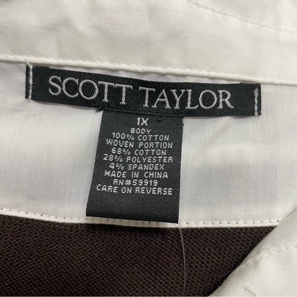 NWT Scott Taylor Woman's Layered Blouse Sweater Brown Blue Size 1X - Picture 7 of 8